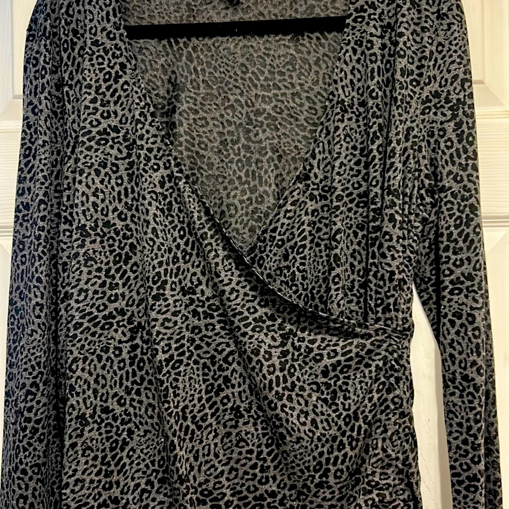 INC leopard print wrap front top NWT